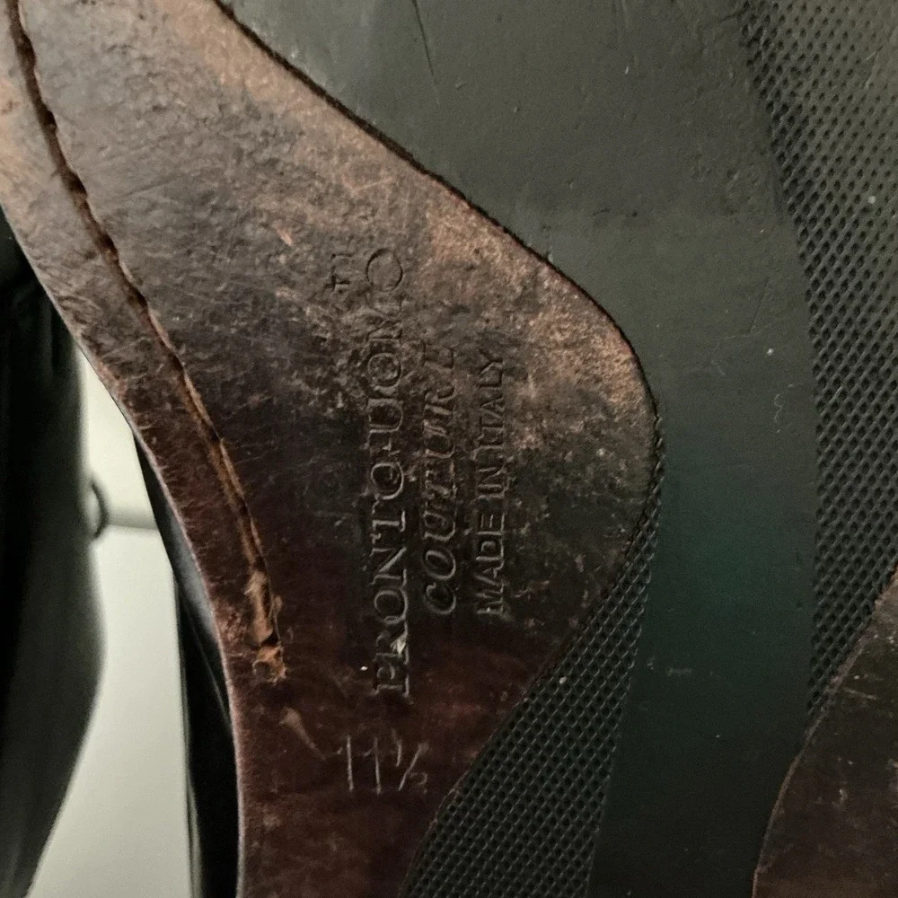 PRONTO UOMO Couture Italy Men's Shoe 11.5 Soft Black Leather  Square Toe Lace-Up - Picture 7 of 7